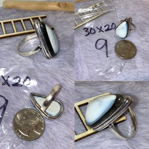 Amazing Owyhee Blue Opal Gemstone Chunky Handmade Ring - Picture 7 of 9